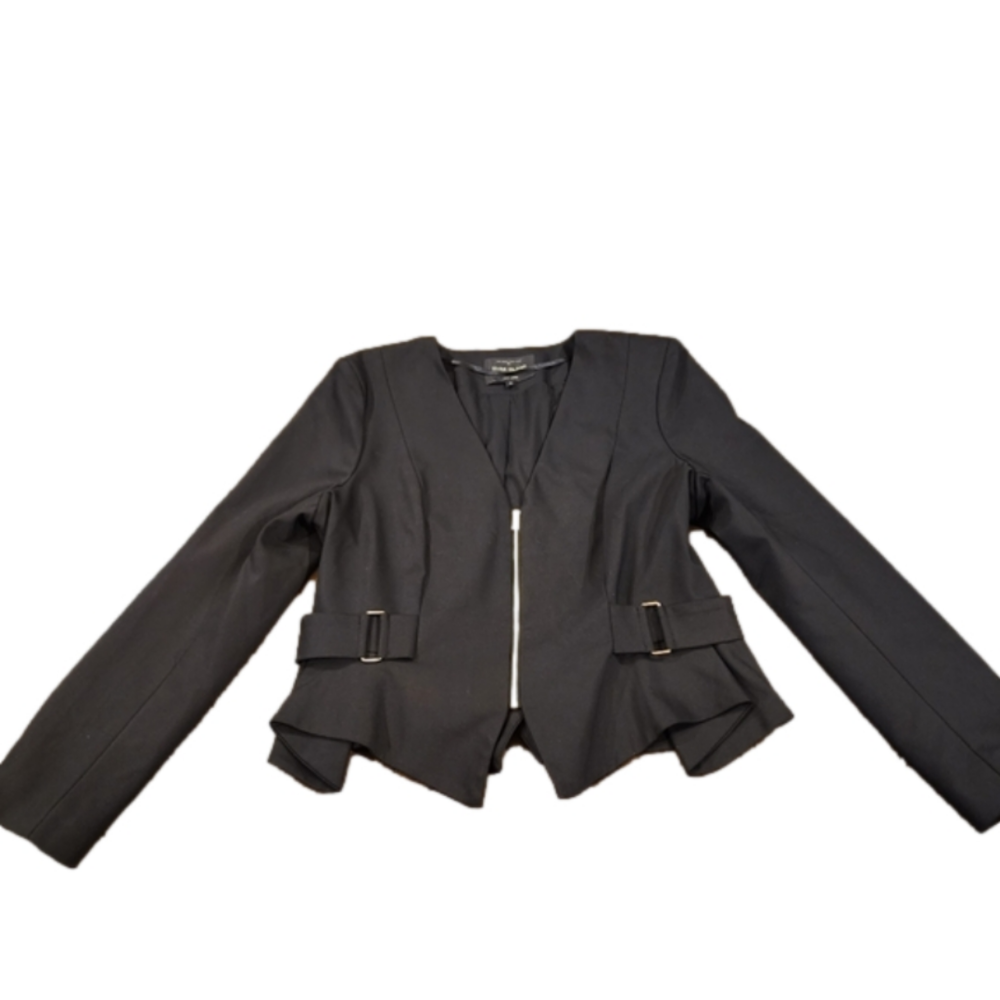 River Island black belt gold zipper detail moto light Jersey jacket blazer 14